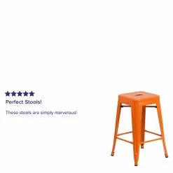 Flash Furniture Industrial Metal Restaurant Counter Height Stool, Orange (CH3132024OR) -Office Chairs Sale sp116164310 s7