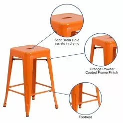 Flash Furniture Industrial Metal Restaurant Counter Height Stool, Orange (CH3132024OR) -Office Chairs Sale sp116164311 s7