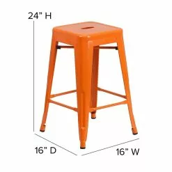 Flash Furniture Industrial Metal Restaurant Counter Height Stool, Orange (CH3132024OR) -Office Chairs Sale sp116164312 s7