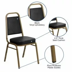 Flash Furniture HERCULES Trapezoidal Back Banquet Chairs W/Black Vinyl & Gold Frame, 4/Pack -Office Chairs Sale sp123069761 s7