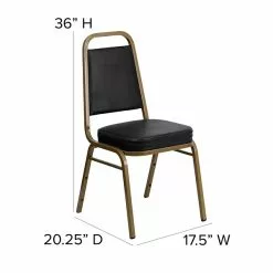 Flash Furniture HERCULES Trapezoidal Back Banquet Chairs W/Black Vinyl & Gold Frame, 4/Pack -Office Chairs Sale sp123069762 s7