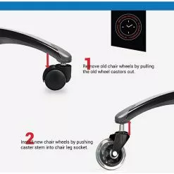 Lifelong Wheels Rollerblade Style Office Chair Casters Replacement Chair Wheels, Black/Gray (BL2375) -Office Chairs Sale sp123226808 s7