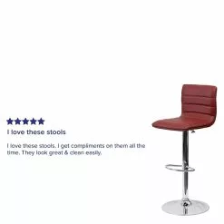 Flash Furniture 16" X 19" Vinyl Adjustable Height Bar Stool W/Chrome Base, Burgundy 11 Flash Furniture 16" X 19" Vinyl Adjustable Height Bar Stool W/Chrome Base, Burgundy -Office Chairs Sale sp123774866 s7