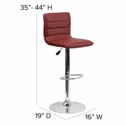 Flash Furniture 16" X 19" Vinyl Adjustable Height Bar Stool W/Chrome Base, Burgundy 13 Flash Furniture 16" X 19" Vinyl Adjustable Height Bar Stool W/Chrome Base, Burgundy -Office Chairs Sale sp123774868 s7