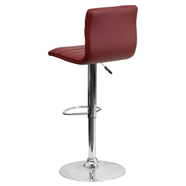 Flash Furniture 16" X 19" Vinyl Adjustable Height Bar Stool W/Chrome Base, Burgundy 7 Flash Furniture 16" X 19" Vinyl Adjustable Height Bar Stool W/Chrome Base, Burgundy - Image 7