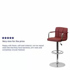 Flash Furniture 20" X 18" Vinyl Adjustable Height Bar Stool, Burgundy -Office Chairs Sale sp123774972 s7