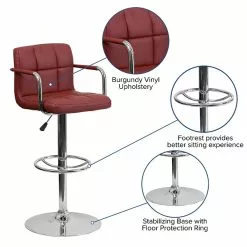 Flash Furniture 20" X 18" Vinyl Adjustable Height Bar Stool, Burgundy -Office Chairs Sale sp123774975 s7