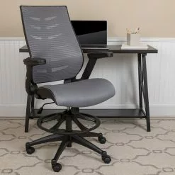 Flash Furniture Nylon Drafting Chair With Lumbar Support, Dark Gray (BLZP809DDKGY)