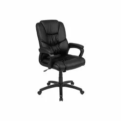 Flash Furniture Fundamentals Ergonomic LeatherSoft Swivel Big & Tall Office Chair, Black (CX1179HBK)