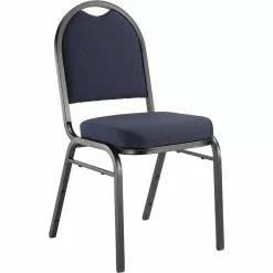 National Public Seating NPS 9200 Series Dome-Back Fabric Padded Stack Chair, Midnight Blue/Black Sandtex, 4 Pack (9254-BT/4)