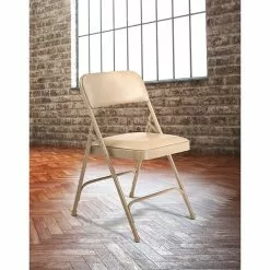 National Public Seating NPS 1200 Series Vinyl Padded Premium Folding Chairs, French Beige/Beige, 4 Pack (1201/4) -Office Chairs Sale sp130557412 s7