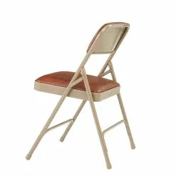 National Public Seating NPS 1200 Series Vinyl Padded Premium Folding Chairs, Honey Brown/Beige, 4 Pack (1203/4)