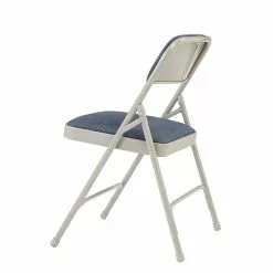 National Public Seating NPS 2200 Series Fabric Padded Premium Folding Chairs, Imperial Blue/Gray, 4 Pack (2205/4)