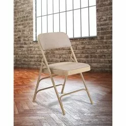 National Public Seating NPS 2300 Series Fabric Padded Triple Brace Double Hinge Premium Folding Chairs, Cafe Beige/Beige, 4 Pack (2301/4) -Office Chairs Sale sp130557497 s7
