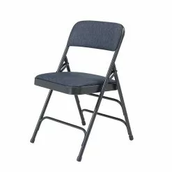 National Public Seating NPS 2300 Series Fabric Padded Triple Brace, Double Hinge Premium Folding Chairs, Imperial Blue, 4 Pack (2304/4)