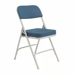 National Public Seating NPS 3200 Series Premium 2" Fabric Padded Folding Chairs, Regal Blue/Gray, 2 Pack (3215/2)
