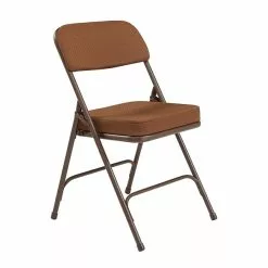 National Public Seating NPS 3200 Series Premium 2" Fabric Padded Folding Chairs, Antique Gold/Brown, 2 Pack (3219/2)