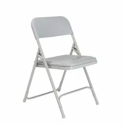 National Public Seating 800 Series Premium Lightweight Steel Frame Plastic Folding Chairs, Gray, 4 Pack (802/4)