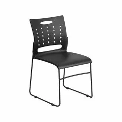 Flash Furniture Hercules Plastic Stacking Chair, Black, 5/Pack (5RUT2BK)
