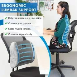 Mount-It! ErgoActive Lumbar Support Cushion With Straps, Breathable Mesh Cover, Gray (MI-1013) -Office Chairs Sale sp133530613 s7