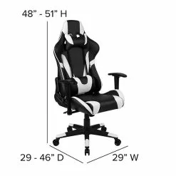 Flash Furniture X20 Ergonomic LeatherSoft Swivel Reclining Gaming Chair, Black (CH1872301BK) -Office Chairs Sale sp133535068 s7