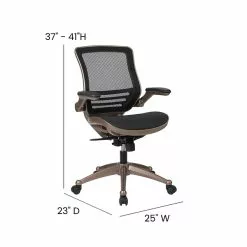 Flash Furniture Warfield Ergonomic Mesh Swivel Mid-Back Executive Office Chair, Black With Gold Frame (BL8801X) -Office Chairs Sale sp133535088 s7