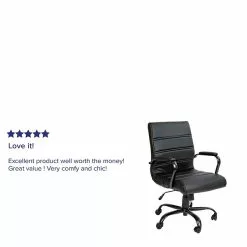 Flash Furniture Whitney Ergonomic LeatherSoft Swivel Mid-Back Executive Office Chair, Black/Black (GO2286MBKBK) -Office Chairs Sale sp133536218 s7