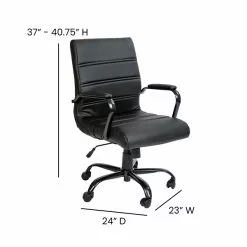 Flash Furniture Whitney Ergonomic LeatherSoft Swivel Mid-Back Executive Office Chair, Black/Black (GO2286MBKBK) -Office Chairs Sale sp133536222 s7