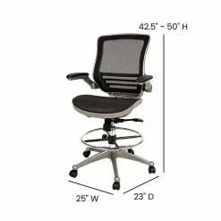 Flash Furniture Mesh Mid-Back Drafting Stool With Lumbar Support, Black/Graphite Silver (BLLB8801XDBKGR) -Office Chairs Sale sp133536774 s7