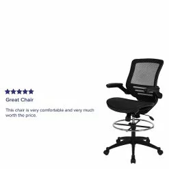 Flash Furniture Mesh Mid-Back Drafting Stool With Lumbar Support, Black (BLLB8801XDBLK) -Office Chairs Sale sp133536804 s7