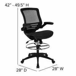 Flash Furniture Mesh Mid-Back Drafting Stool With Lumbar Support, Black (BLLB8801XDBLK) -Office Chairs Sale sp133536808 s7