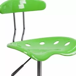 Flash Furniture Elliott Armless Plastic And Chrome Task Office Chair With Tractor Seat, Apple Green And Chrome (LF214APLGN) -Office Chairs Sale sp134247378 s7