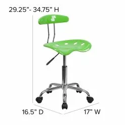 Flash Furniture Elliott Armless Plastic And Chrome Task Office Chair With Tractor Seat, Apple Green And Chrome (LF214APLGN) -Office Chairs Sale sp134247452 s7