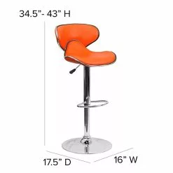 Flash Furniture Contemporary Vinyl Adjustable Height Barstool With Back, Orange (DS815ORG) -Office Chairs Sale sp134249495 s7