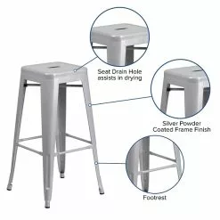 Flash Furniture Industrial Metal Restaurant Barstool, Silver (CH3132030SIL) -Office Chairs Sale sp134593619 s7