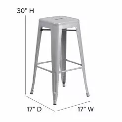 Flash Furniture Industrial Metal Restaurant Barstool, Silver (CH3132030SIL) -Office Chairs Sale sp134593620 s7
