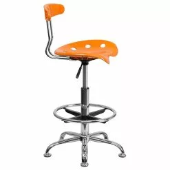 Flash Furniture Low Back Polymer Drafting Stool With Tractor Seat, Vibrant Orange -Office Chairs Sale sp134594247 s7