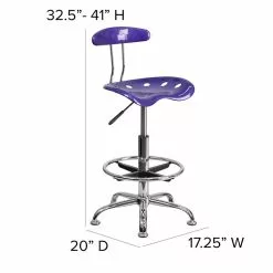 Flash Furniture Low Back Polymer Drafting Stool With Tractor Seat, Vibrant Violet (LF215VIOLET) -Office Chairs Sale sp134594253 s7