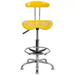 Flash Furniture Low Back Polymer Drafting Stool With Tractor Seat, Vibrant Orange-Yellow -Office Chairs Sale sp134594264 s7