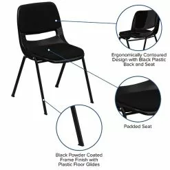 Flash Furniture HERCULES Plastic Shell Stack Chair, Black (RUTEO101PADGG) -Office Chairs Sale sp134594348 s7