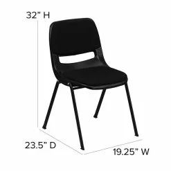 Flash Furniture HERCULES Plastic Shell Stack Chair, Black (RUTEO101PADGG) -Office Chairs Sale sp134594349 s7