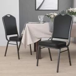 Flash Furniture HERCULES 4/Pack Banquet Chairs W/Vinyl Seat Silver Vein Frame (4FDC01SVBKVY)