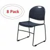 National Public Seating NPS Commercialine 850 Series Ultra Compact Stack Chair, Blue, 8 Pack (855-CL/8)