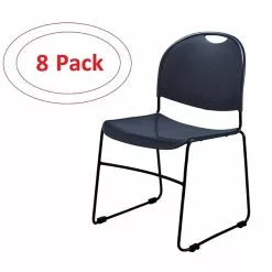 National Public Seating NPS Commercialine 850 Series Ultra Compact Stack Chair, Blue, 8 Pack (855-CL/8)