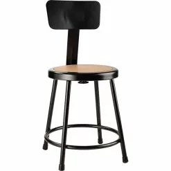 National Public Seating NPS 6200 Series Armless Wood 18 Inch Stool With Backrest, Black - 5 Pack (6218B-10/5)
