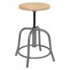 National Public Seating NPS 6800 Series Armless Steel Height Adjustable Swivel Stool, Natural Wood Seat, Gray Frame (6800W-02)