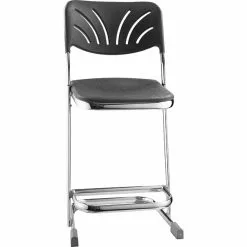 National Public Seating NPS 6600 Series Armless Blow-Molded Plastic 22" Ergonomic Z Stool With Backrest, Steel, Black (6622B)