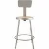 National Public Seating NPS 6200 Series Armless Wood 24 Inch Stool With Backrest, Gray (6224B)
