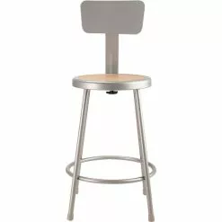 National Public Seating NPS 6200 Series Armless Wood 24 Inch Stool With Backrest, Gray (6224B)