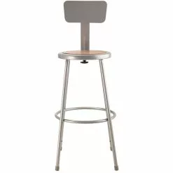 National Public Seating NPS 6200 Series Armless Wood 30 Inch Stool With Backrest, Gray (6230B)